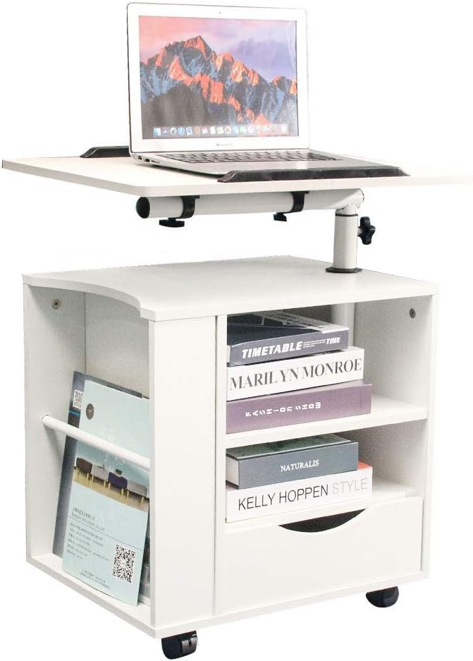 White Wooden Nightstand with Drawers C841