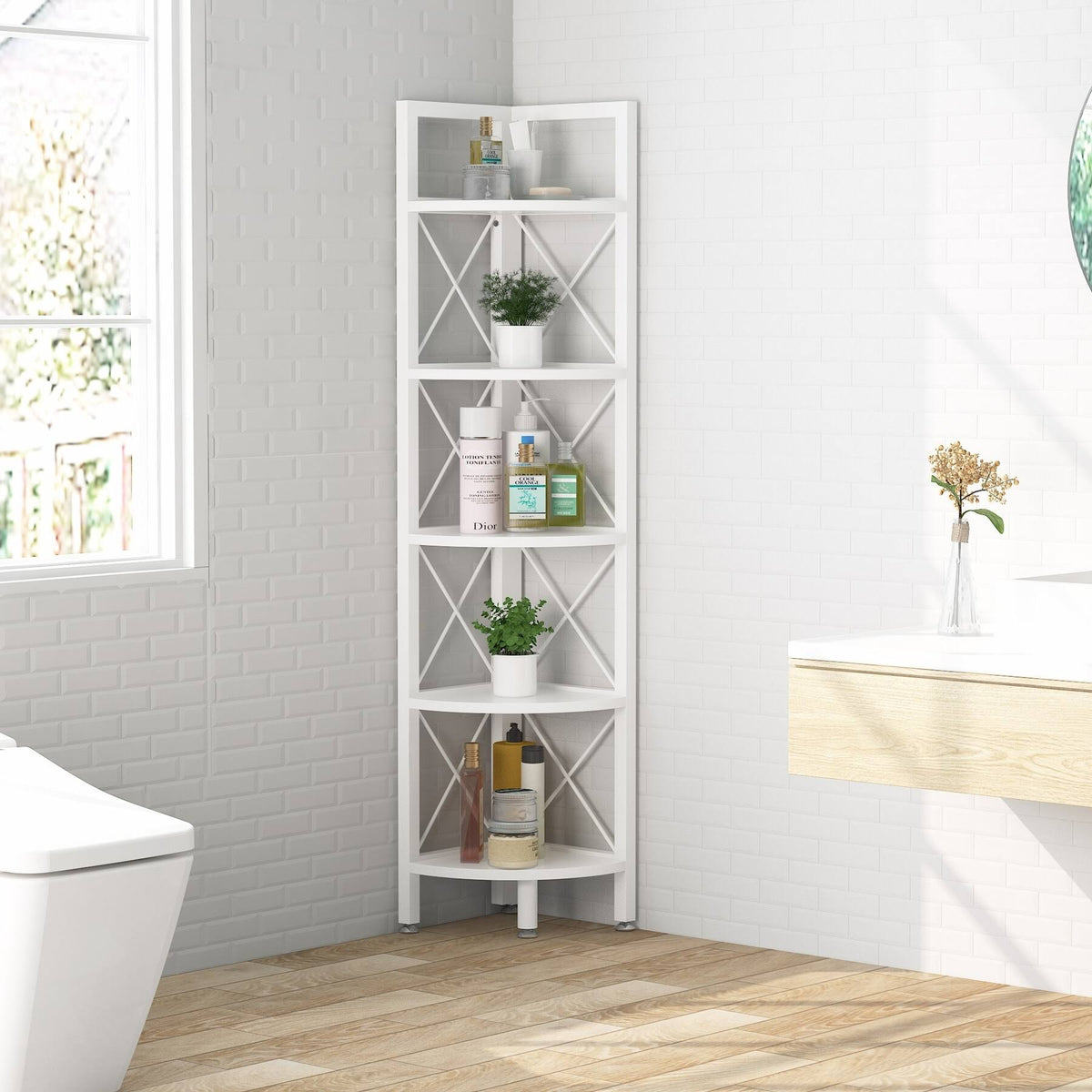 5-Tier Corner Bookshelf Black W763