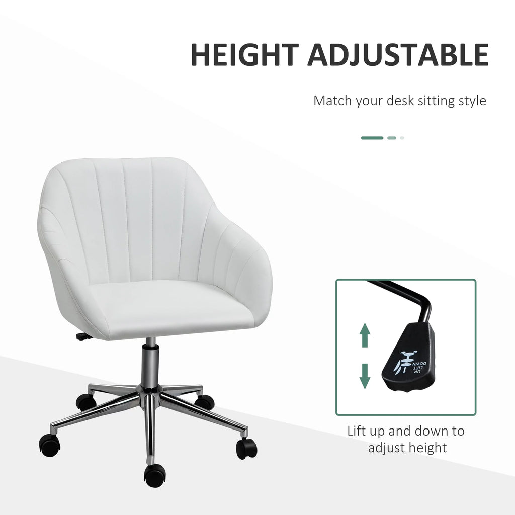 White Steel Task Chair with Swivel and Adjustable Height E6470