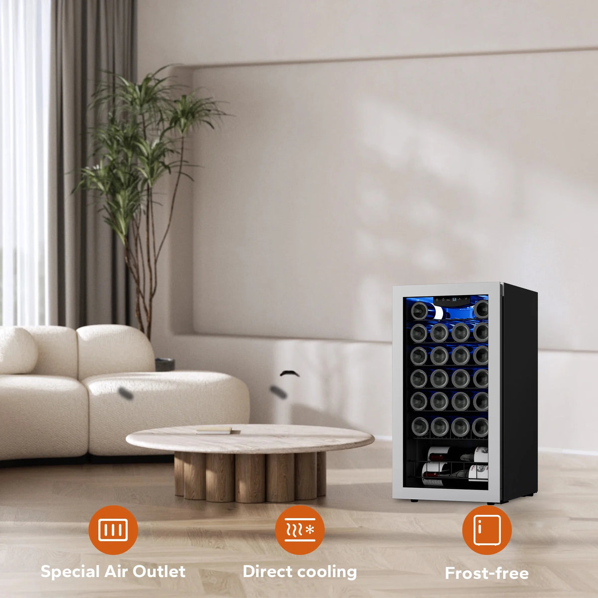 27 Bottle Mini Wine Fridge with Glass Door F5388