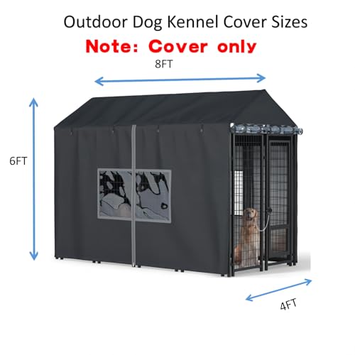 Black 600D Heavy Duty Waterproof Dog Kennel Cover W5021