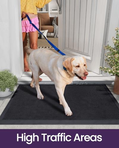 Heavy Duty Non-Slip Rubber Entry Mat, 24x36, Black U926848