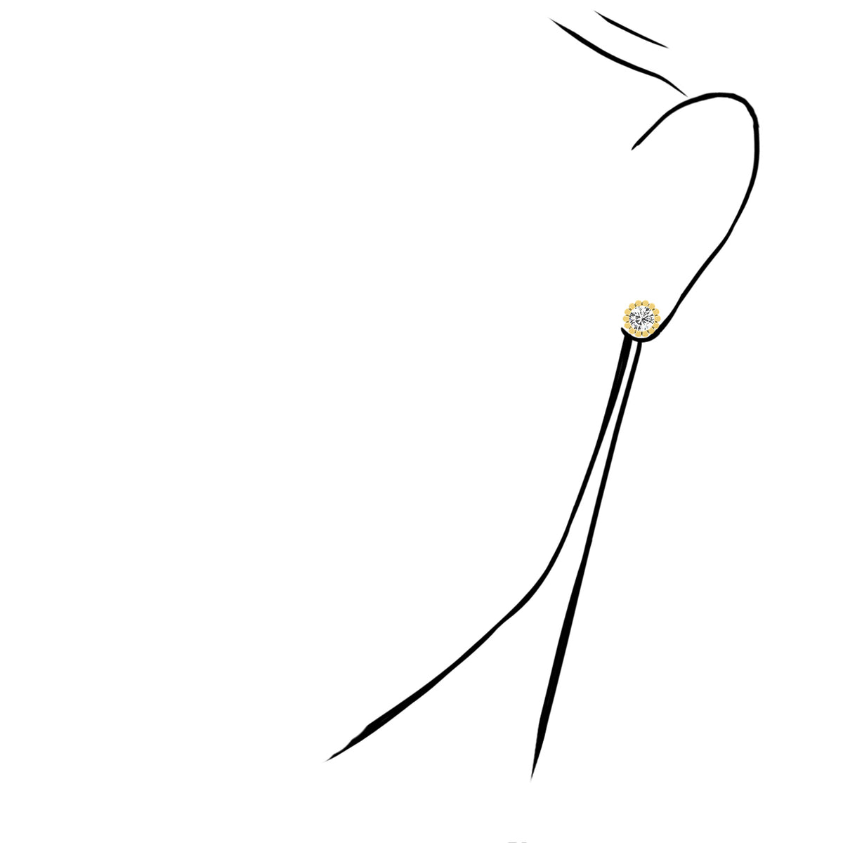 14K Gold Flower Stud Earrings J39855