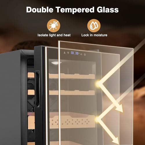 Electric Cooler Cabinet 35L with Temperature and Humidity Control, Spanish Cedar Wood Shelves and Safety Lock U7404