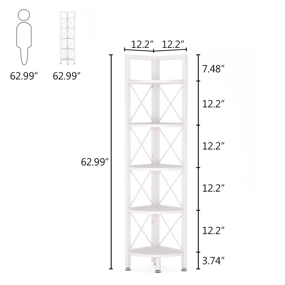 5-Tier Corner Bookshelf Black W763