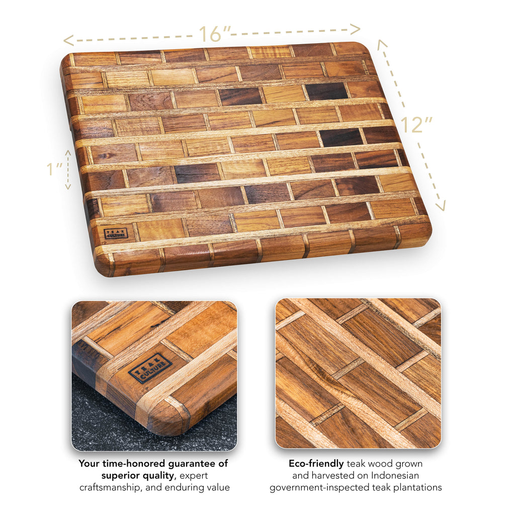 Teak Charcuterie Board, Handmade, 16x12x1 B195227