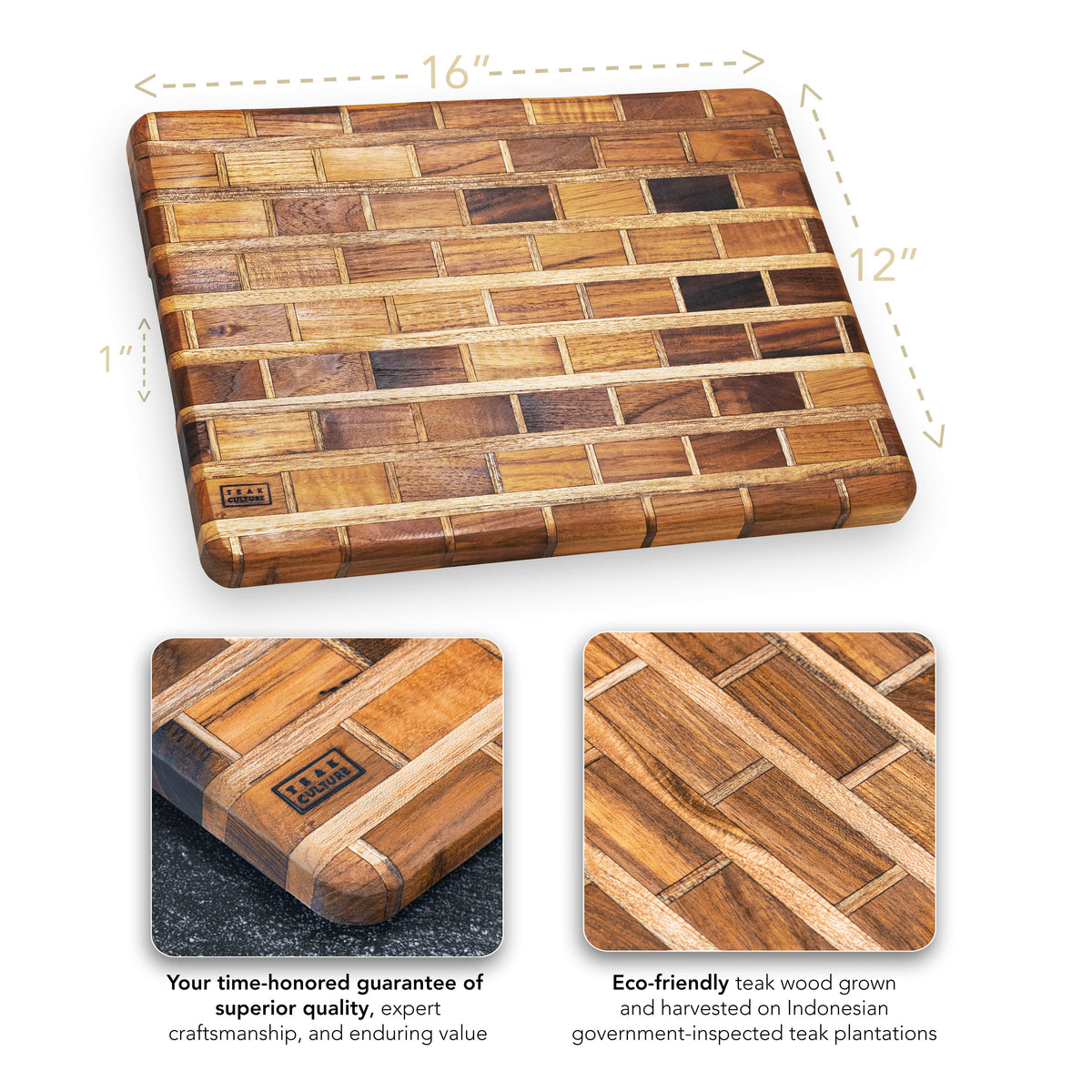 Teak Charcuterie Board, Handmade, 16x12x1 B195227