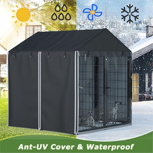 Black 600D Heavy Duty Waterproof Dog Kennel Cover W5021