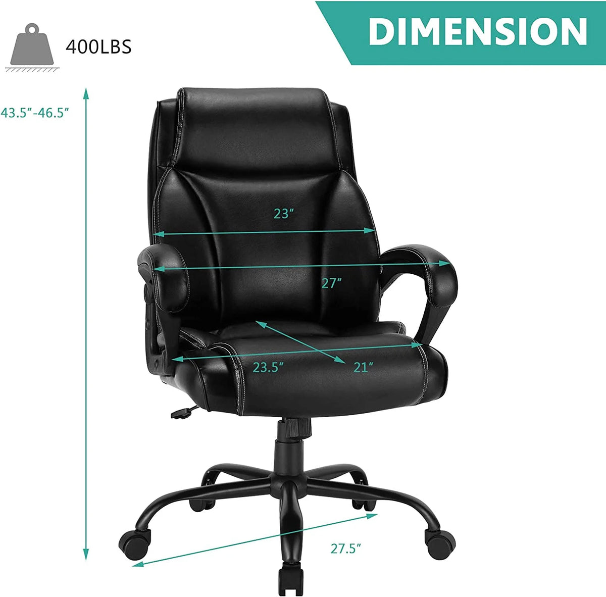Big & Tall High-Back Leather Adjustable Swivel Office Chair with Lumbar Support L189030
