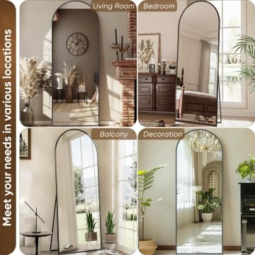 Arched Full Length Mirror 76"x34" Black Z3289