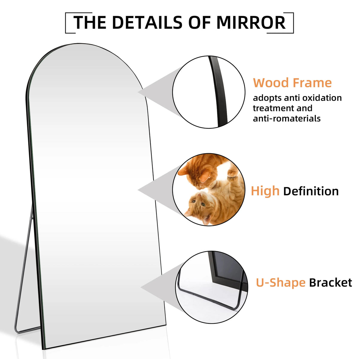 71"×28" Large Full Length Mirror with Stand, Black K38202
