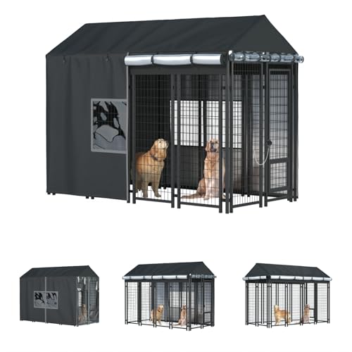 Black 600D Heavy Duty Waterproof Dog Kennel Cover W5021