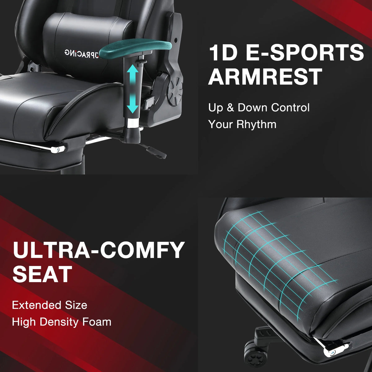 Black PU Leather Gaming Chair with Footrest R173