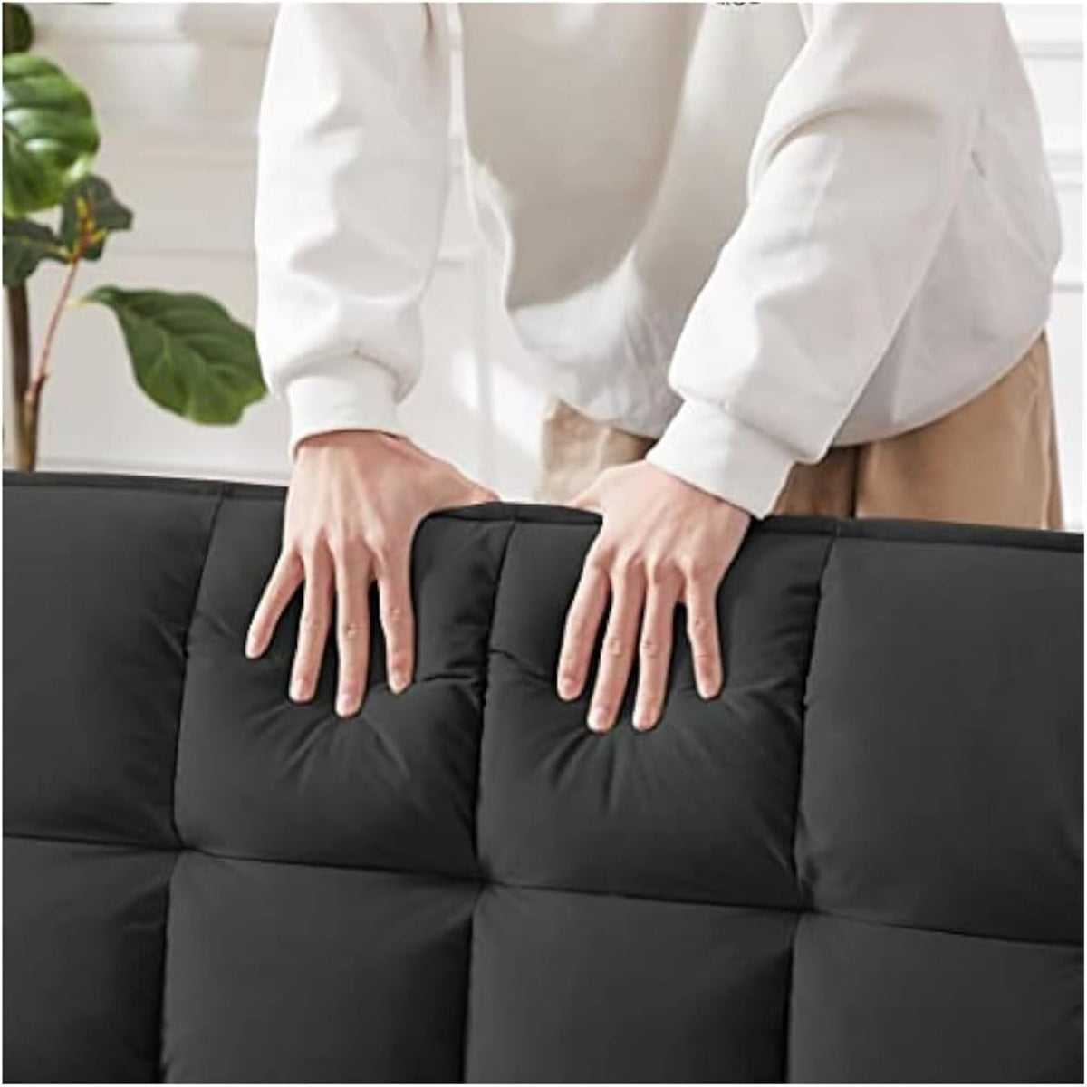 Light Gray Velvet Convertible Sleeper Sofa V218