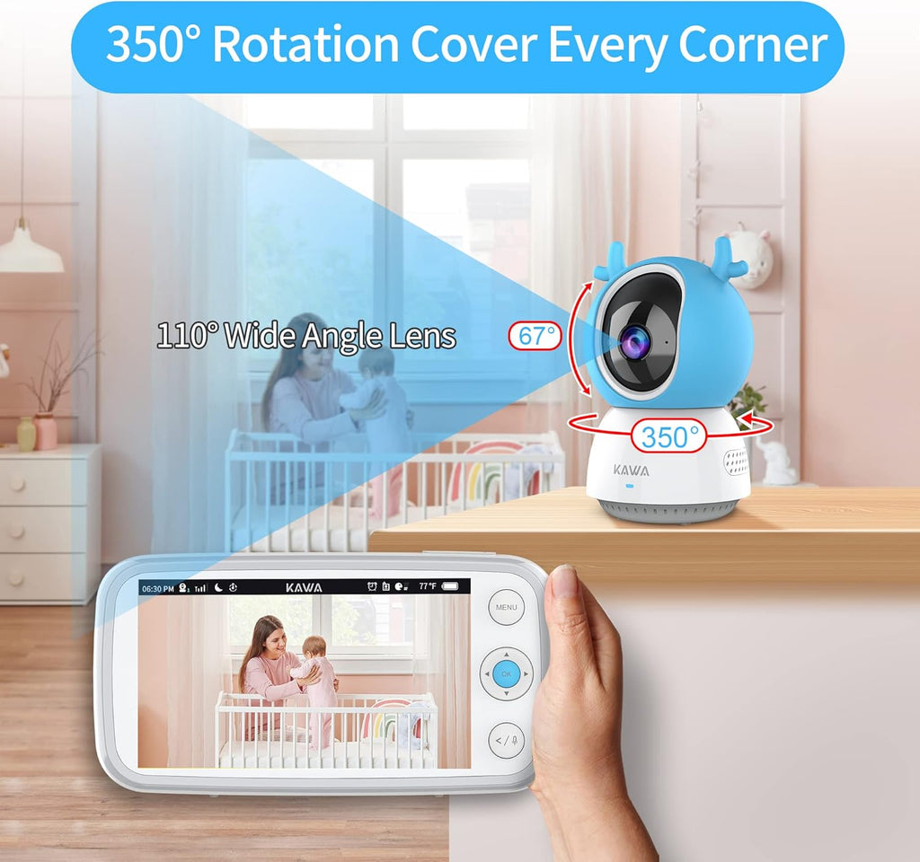 5 720P HD Video Baby Monitor with Night Vision and 2-Way Audio J6615