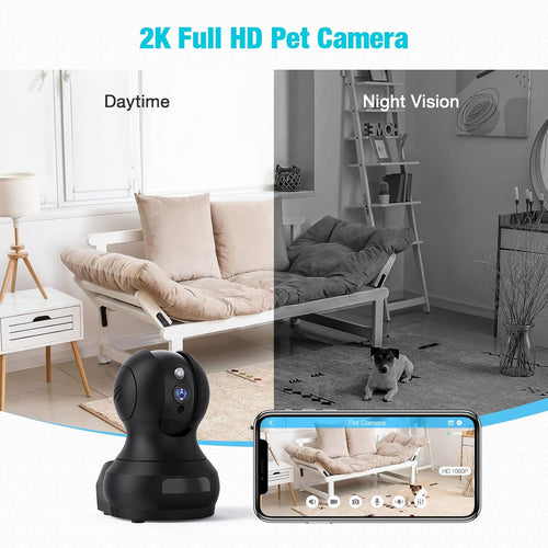 2K WiFi Pet Camera with Night Vision, Pan Tilt Zoom, Pack of 2 C227712