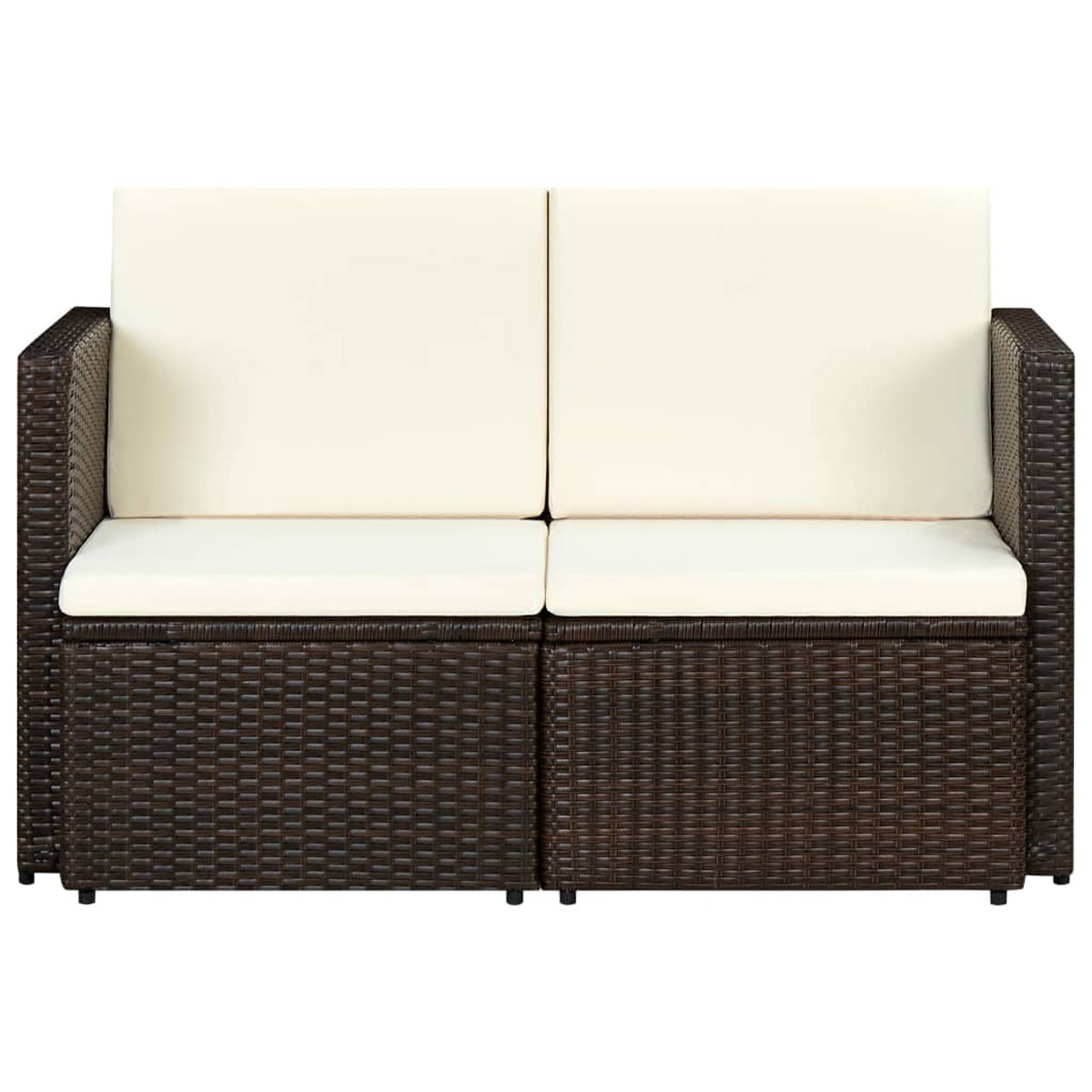Brown Poly Rattan 2 Seater Outdoor Sofa with Cushion U39823