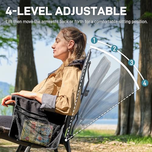 Lightweight Folding Reclining Camping Chair with Adjustable Back Black G280