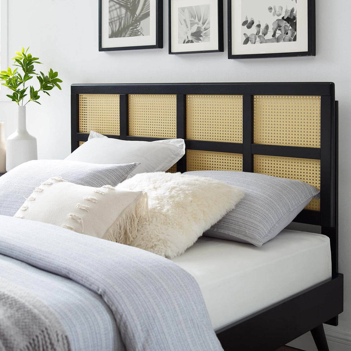 Black Wood Queen Size Headboard S947