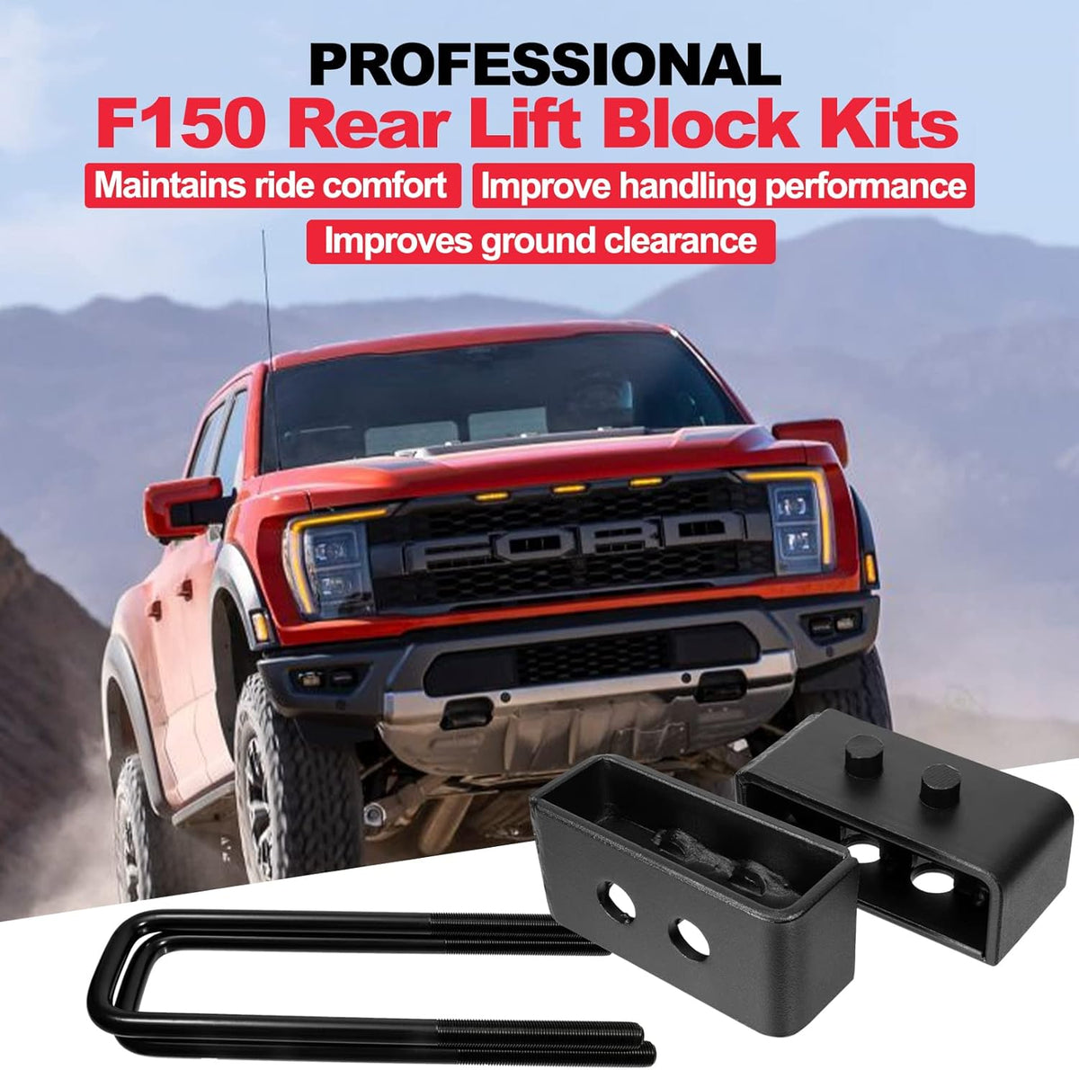 2 inch Rear Leveling Kit with Extended U Bolts Pickup Pack of 2 R5447