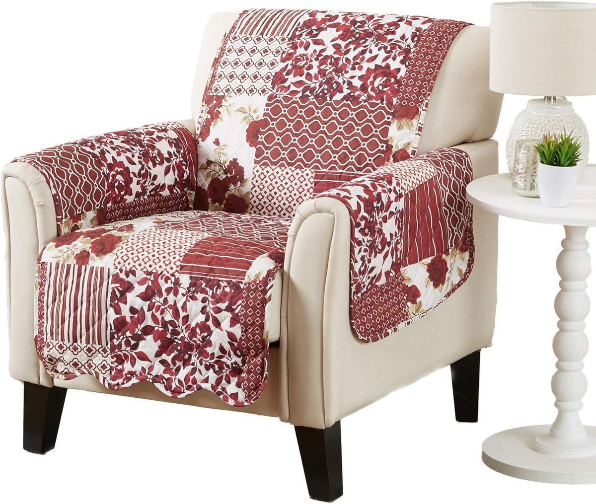 Navy Scalloped Printed Chair Cover J904