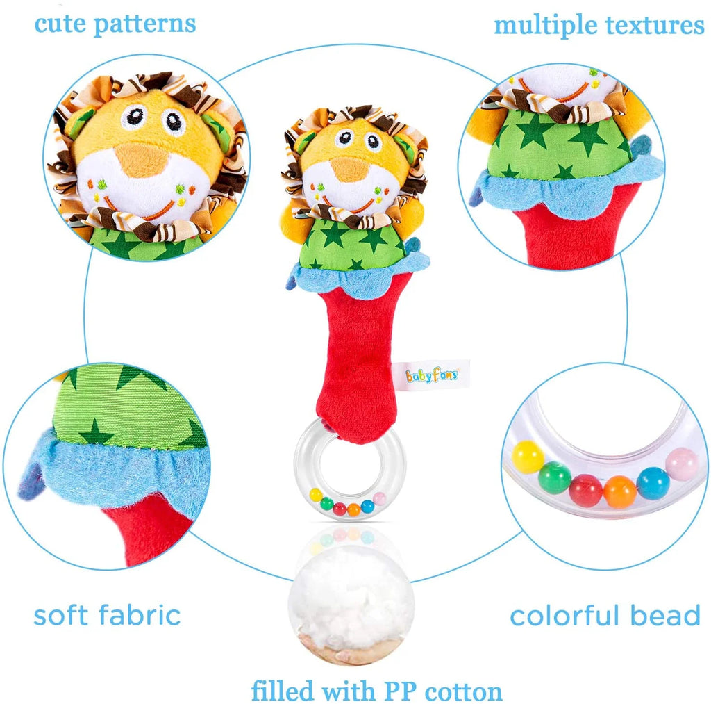 6 Pcs Baby Wrist Rattle & Foot Finder Socks Soft Plush Animal Doll I85260