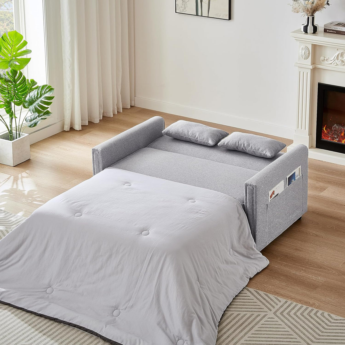 Small Sleeper Sofa Bed with 2 Lumbar Pillows K626285