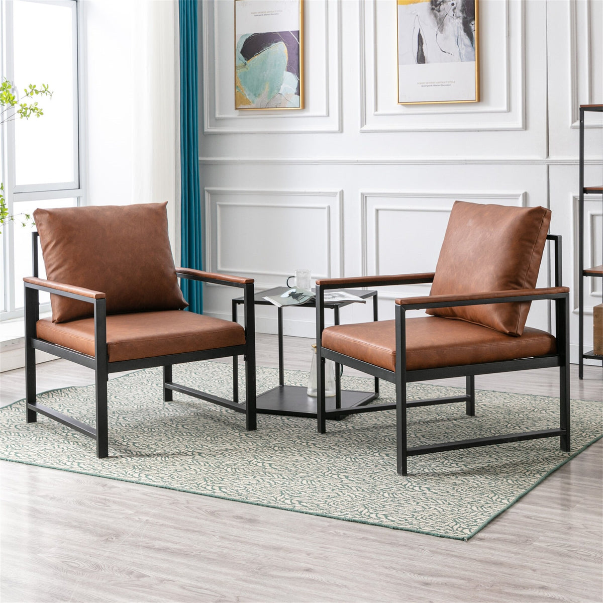 Orange Faux Leather Accent Chair W387