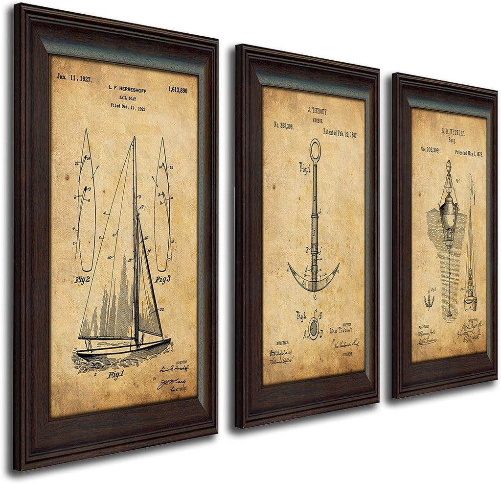 Vintage Patents Sailboat Anchor 2pc Set I60757