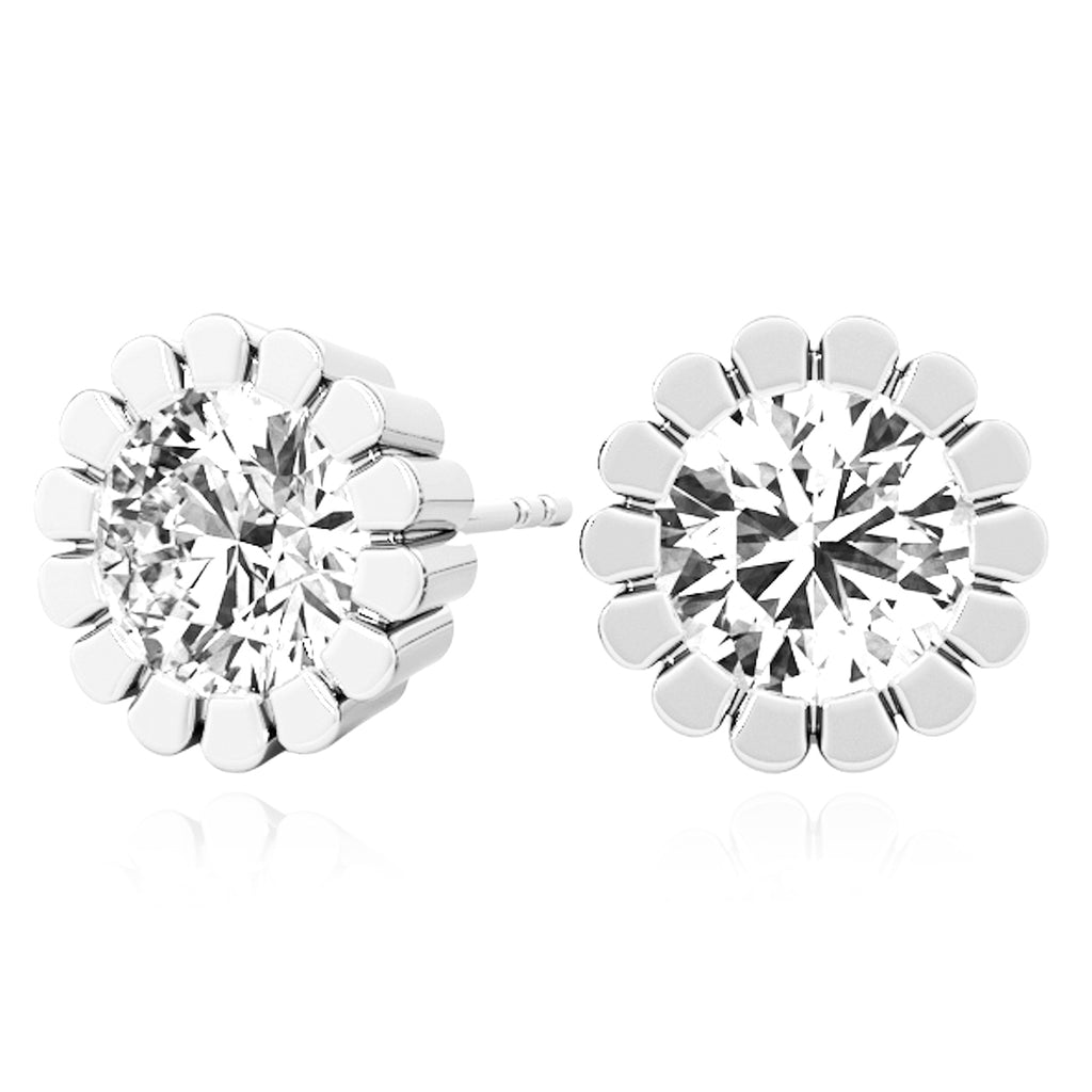 14K Gold Flower Stud Earrings J39855