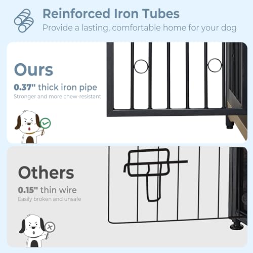 71'' Wooden Double Dog Crate Kennel Cage, Brown G338592