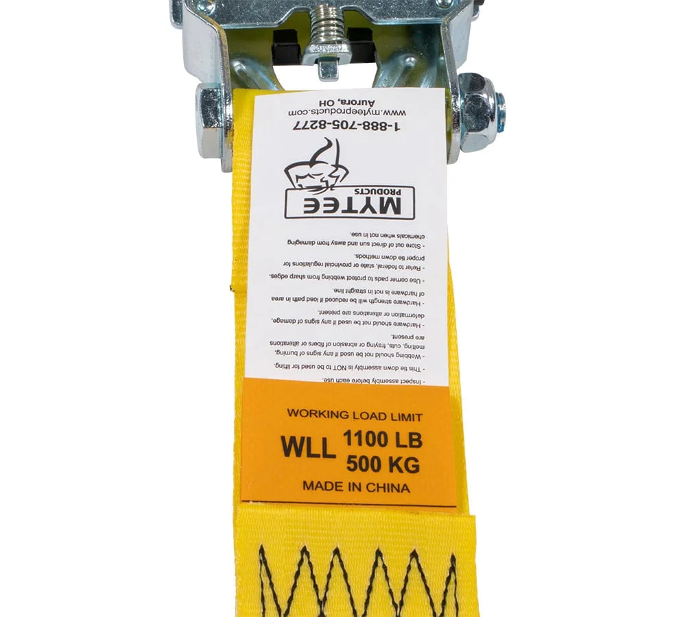 8 Pack 2" x 10' Retractable Ratchet Straps with Double J-Hook, 3,300 lbs Breaking Strength, Yellow I42358