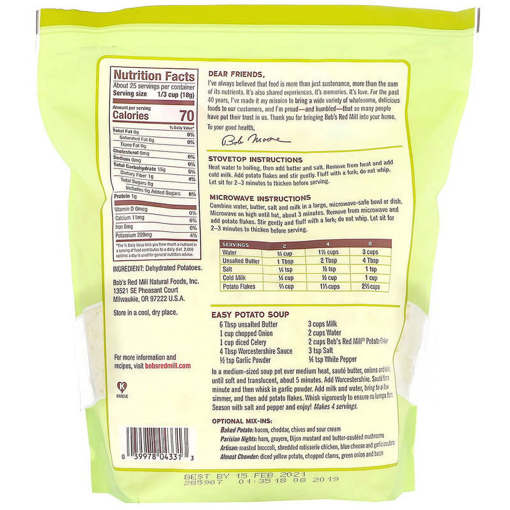 Instant Mashed Potatoes, 16 oz Pack of 4 K609