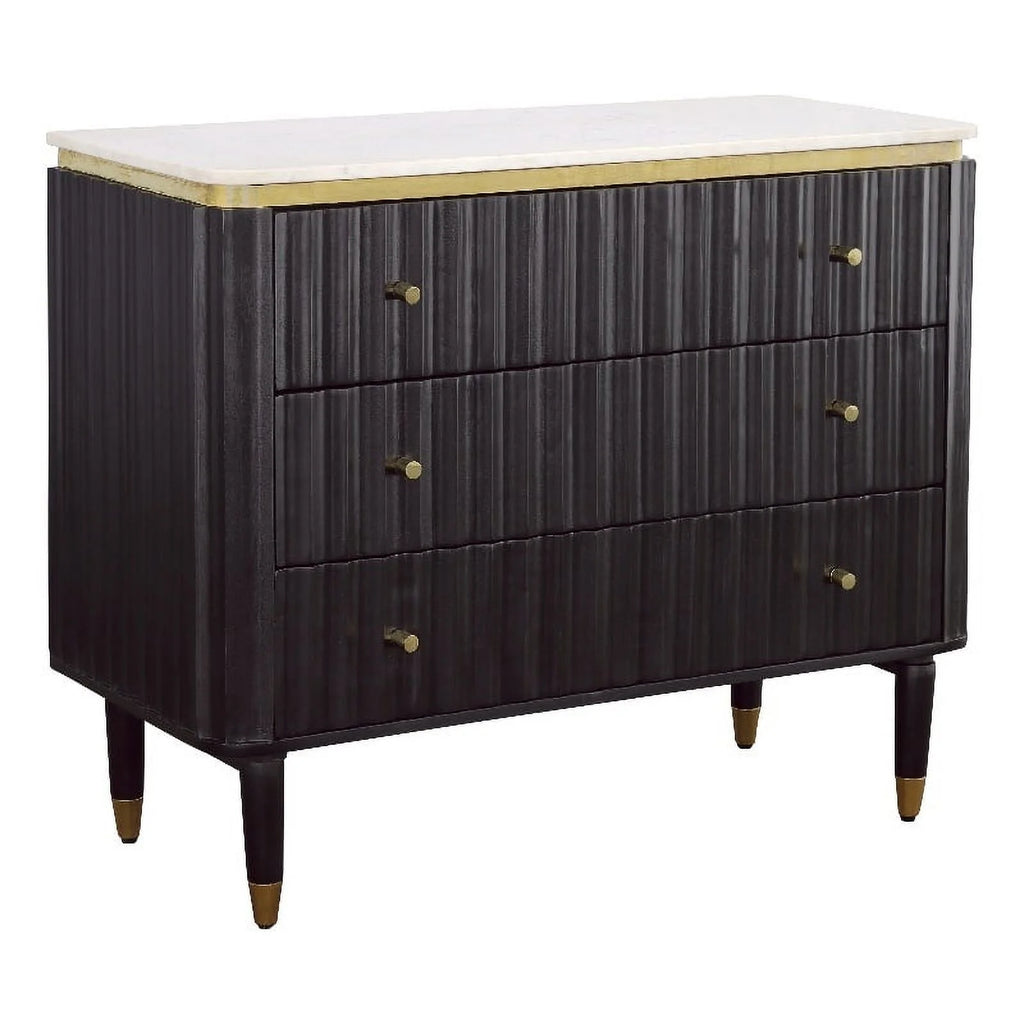 Black and Gold 3-Drawer Wood Chest H999