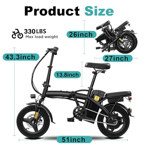 14" Foldable Electric Bike with 560W Motor and 48V Battery H408