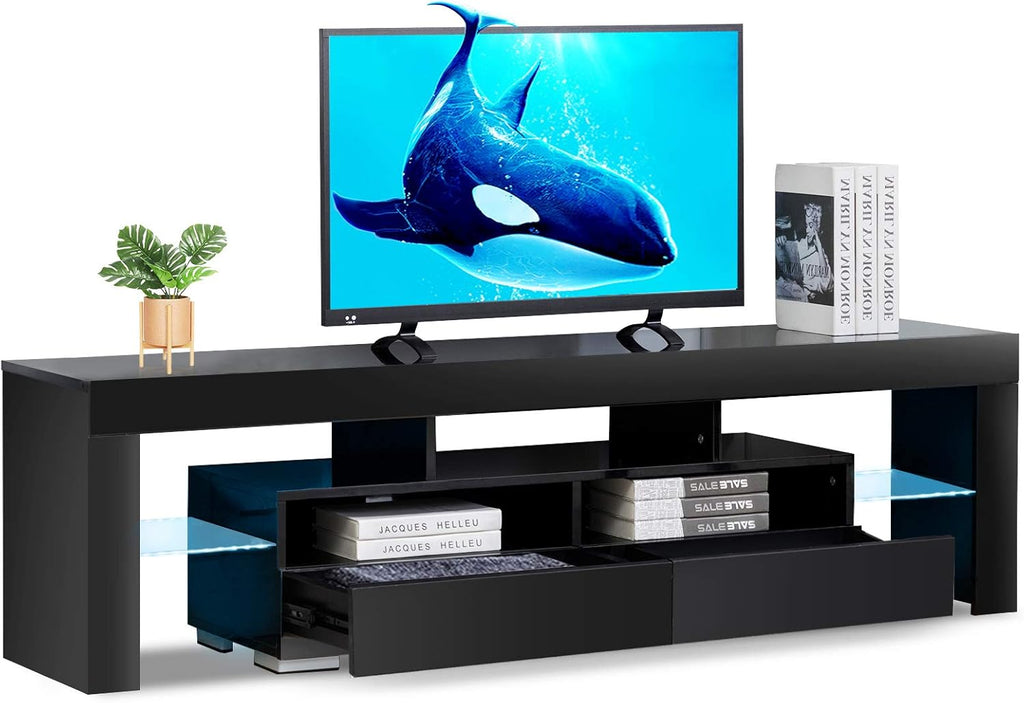 White Glossy LED TV Stand with RGB LED Lights V174024