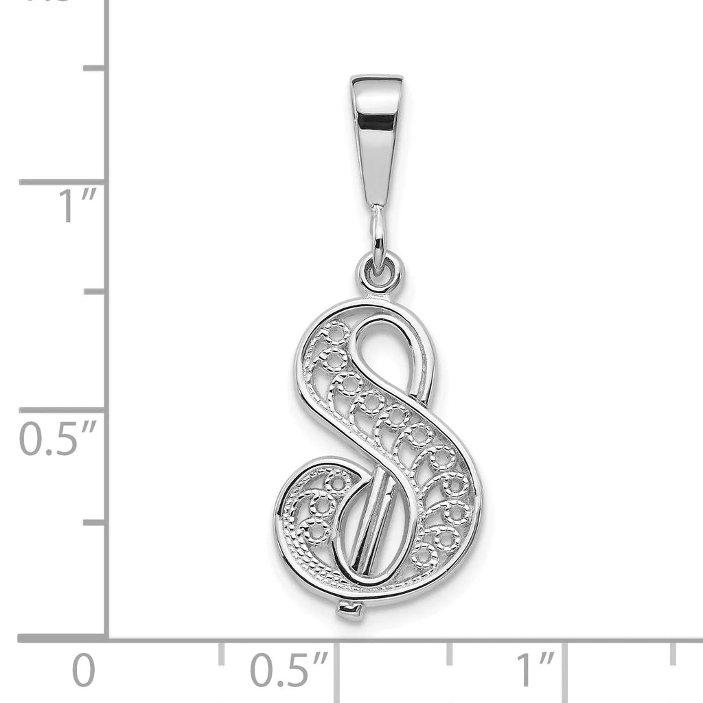 10K White Gold Filigree Initial S Pendant M293529