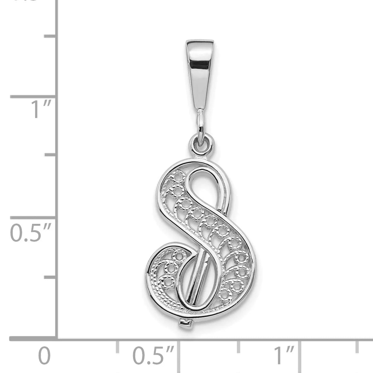 10K White Gold Filigree Initial S Pendant M293529