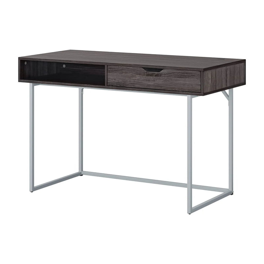 Modern Single Drawer Gray Wood Grain Finish Desk C25113