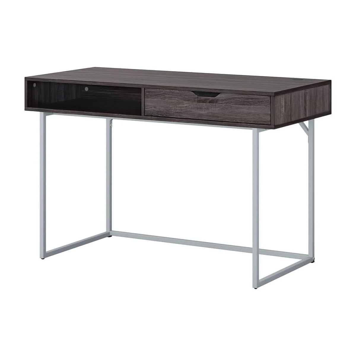 Modern Single Drawer Gray Wood Grain Finish Desk C25113