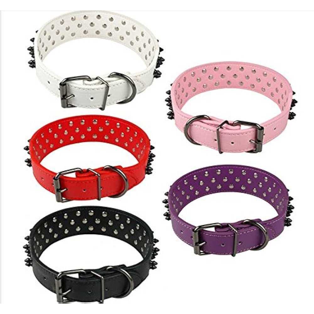 Black Spiked Studded Leather Dog Collar X4949