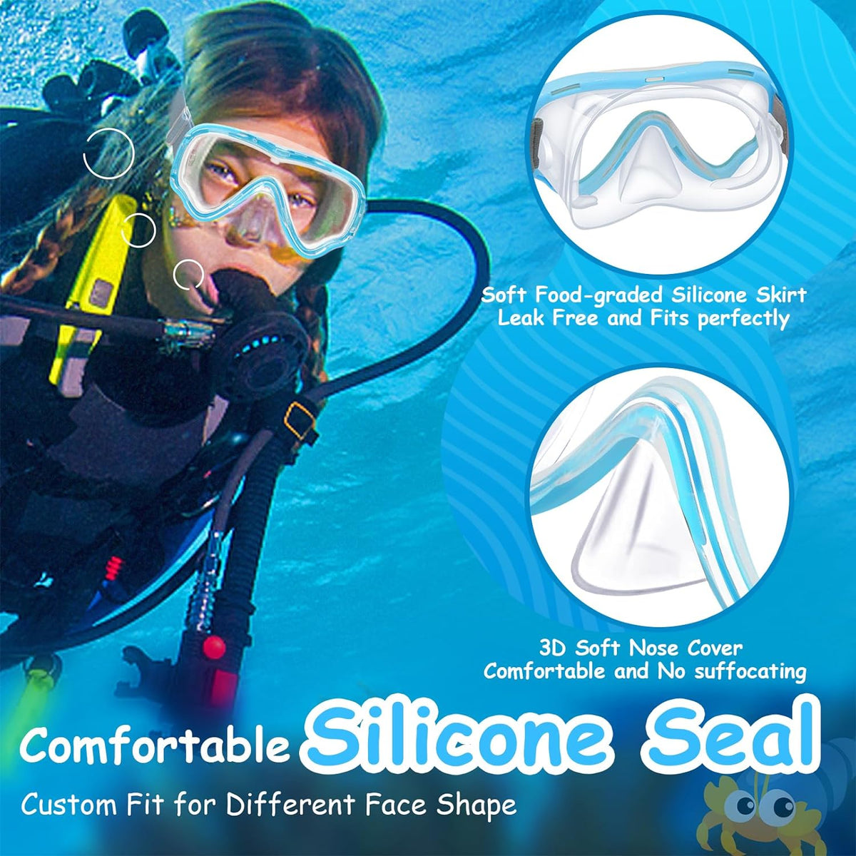 Children's Swimming Goggles with Nose Mask N627228