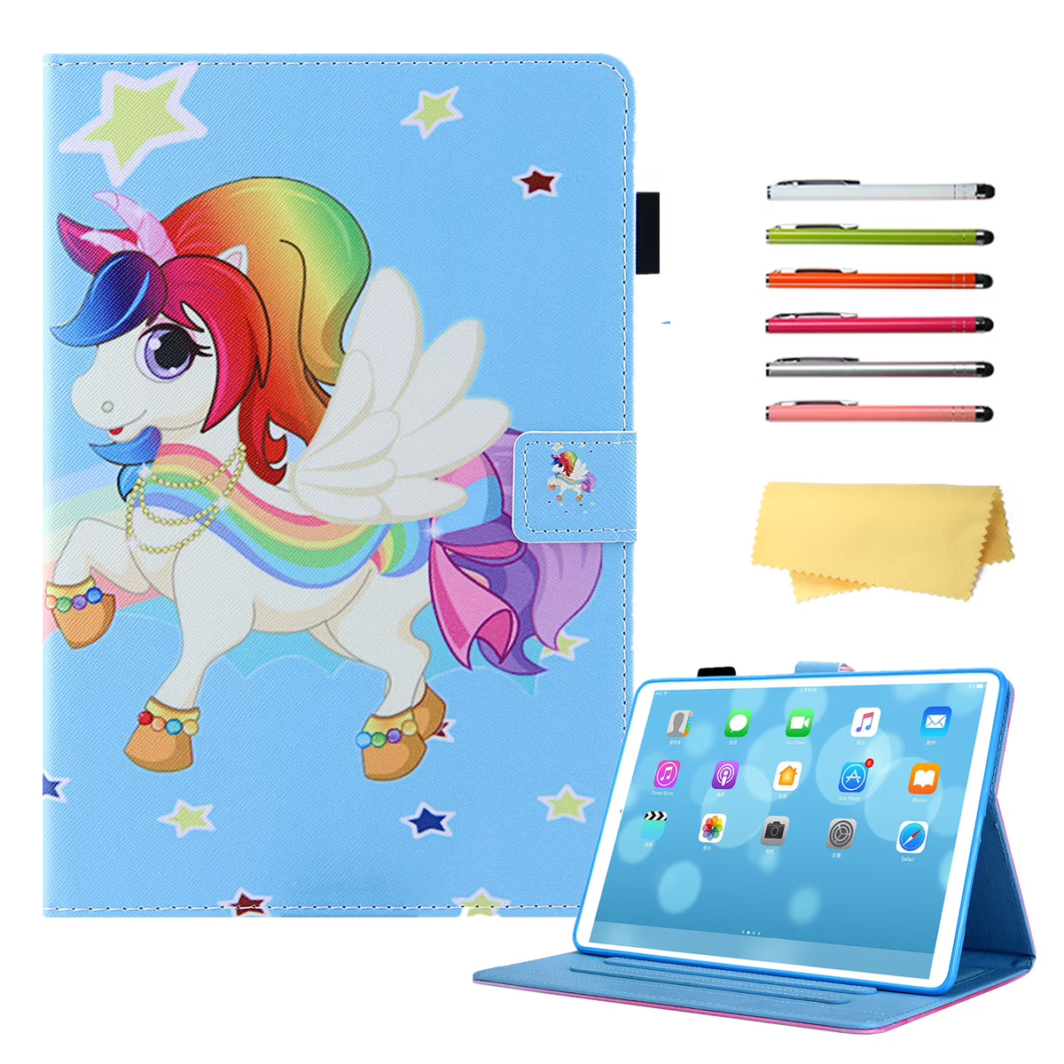 Blue Star Unicorn Slim PU Leather iPad 10.9 Inch Case with Stand Pencil Holder Card Pockets A74723