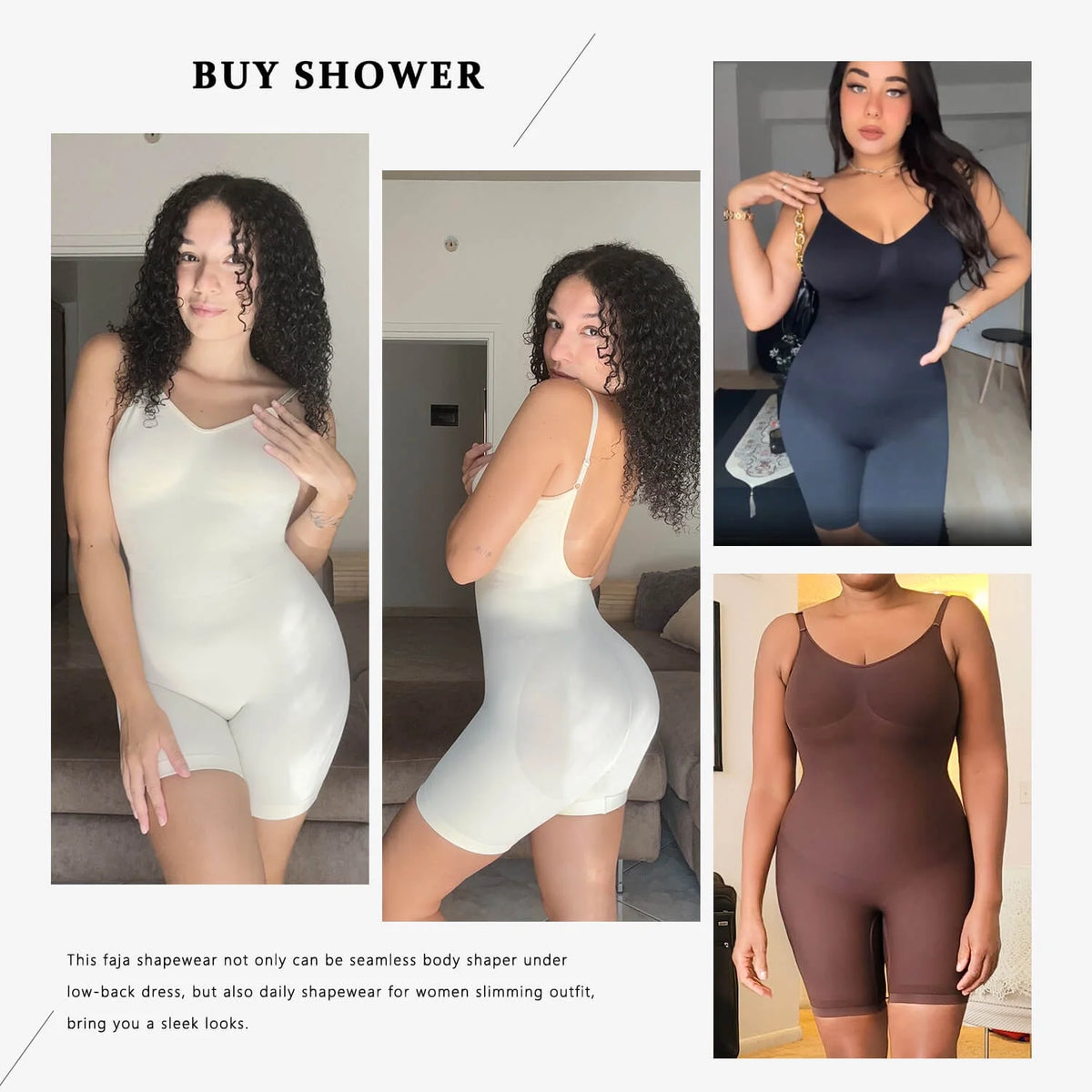 3 Packs Low Back Mid Thigh Bodysuit Shapewear Y1503