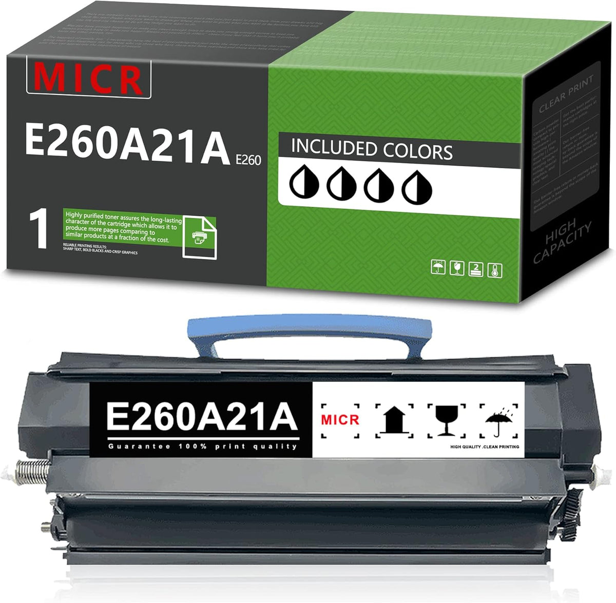 Remanufactured MICR Toner Cartridge for Lexmark E260 E360 E460 E462 Printer (1 Black) H9315