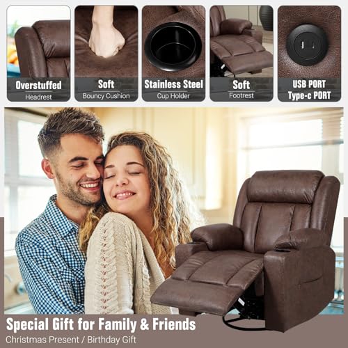 Brown Massage Rocking Recliner Chair with Heat and USB F698241