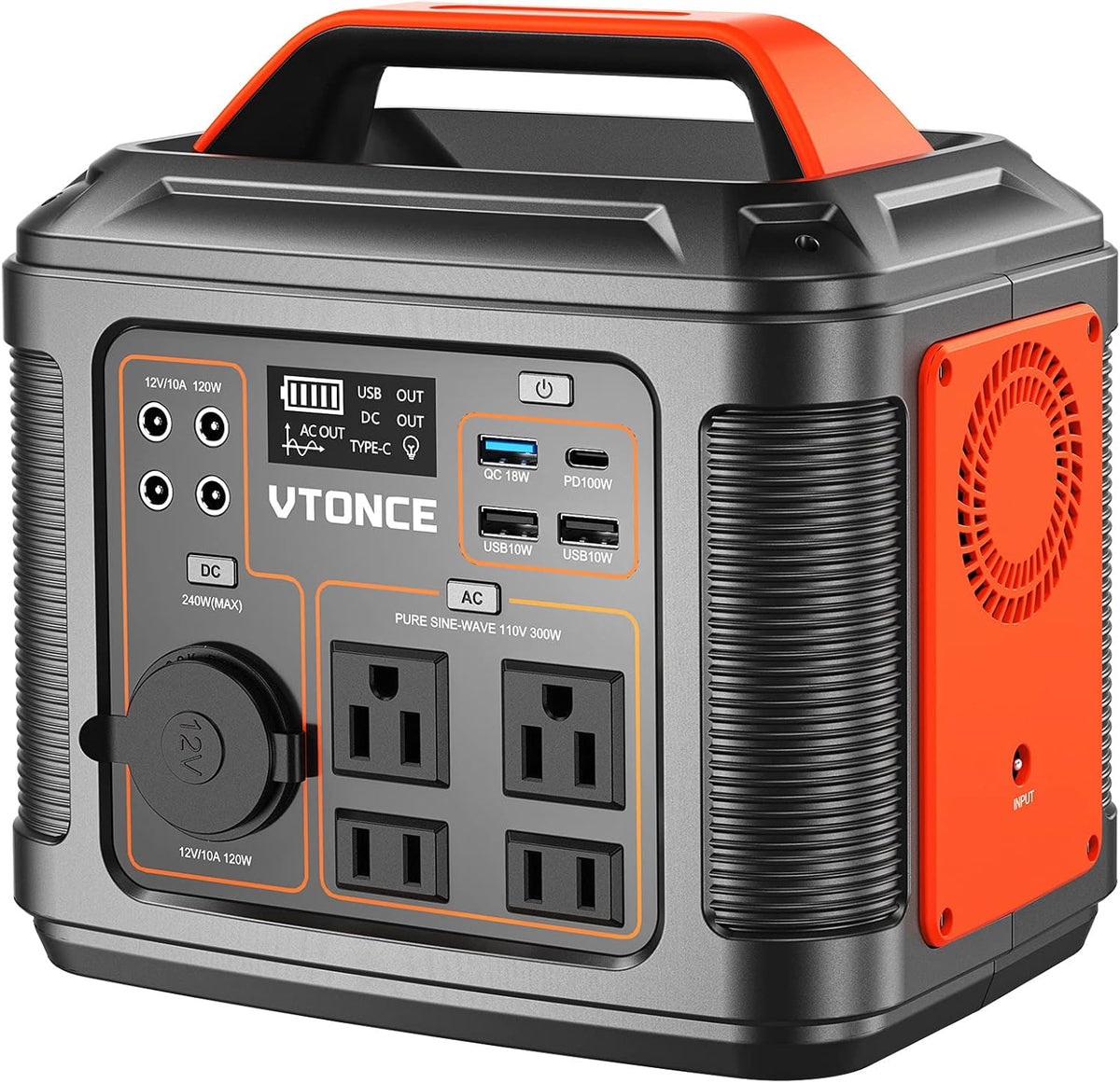 Portable Power Station 300W 296Wh Solar Generator with AC Outlets and LED Flashlight L55436