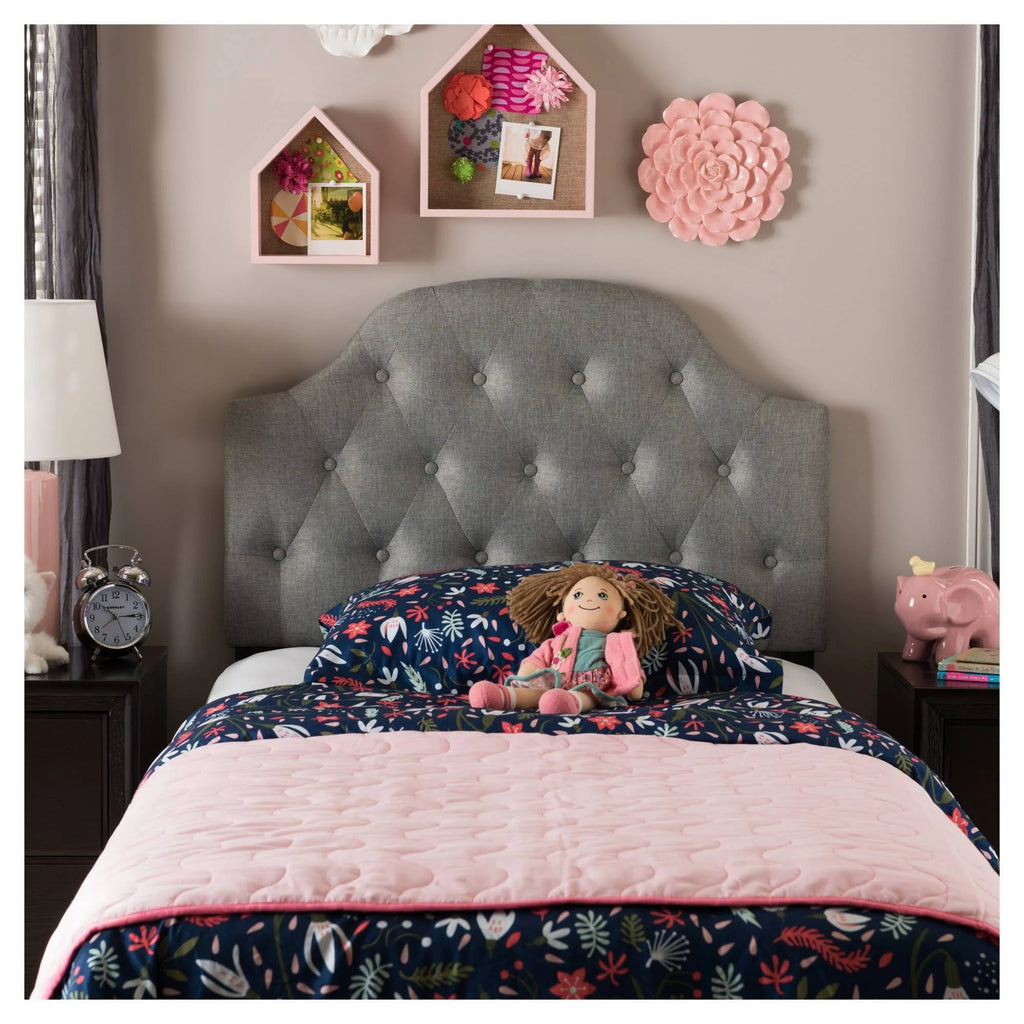 Grey Fabric Upholstered Twin Size Headboard Z15555