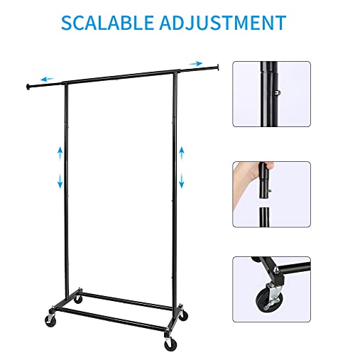 Black Rolling Clothing Garment Rack with Lockable Wheels V845034