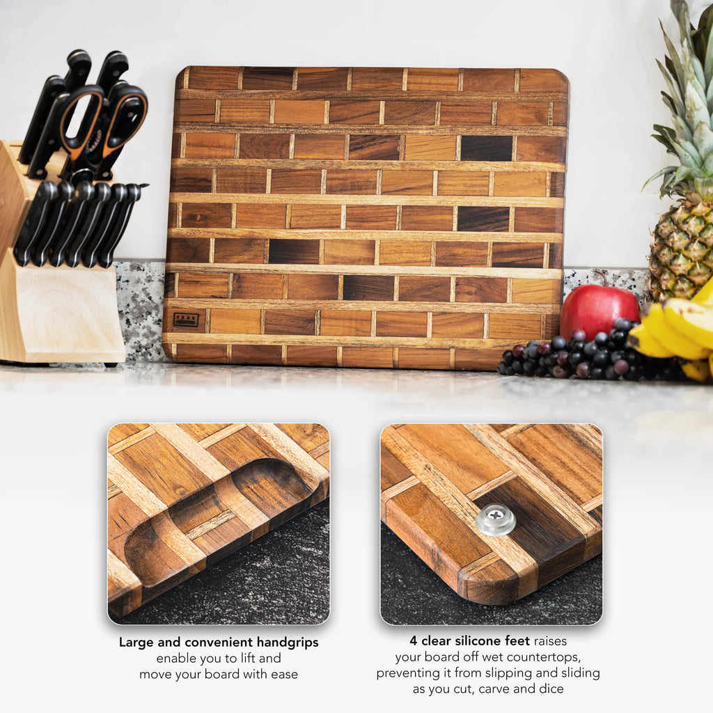 Teak Charcuterie Board, Handmade, 16x12x1 B195227